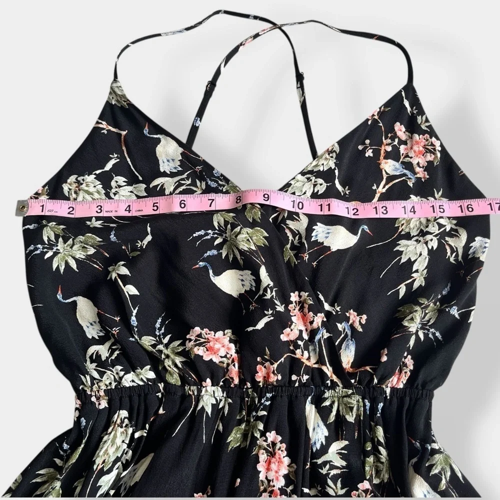 Banana Republic Black Floral Birds Midi Dress Strappy Summer Dress 4 - Picture 11 of 13